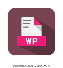 Iconos planos del texto del archivo de Wp. archivos de documento del símbolo, Archivar, extensión, tipo de archivo. Se puede utilizar para Sitios web, software, interfaz de usuario y App móviles.