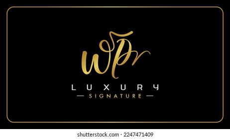 WP handwritten golden logo for identity, Creative gold handwriting initial signature concept design, w and p initials typography monogram icon for any business or company.