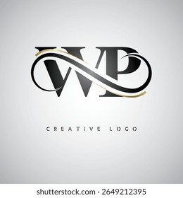 Logotipo do Monograma do Infinito WP - Elegante Design moderno da marca da letra com loop de luxo e símbolo de marca elegante
