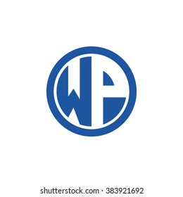 WP initial letters circle business logo blue