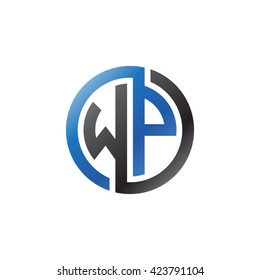WP initial letters looping linked circle logo blue black