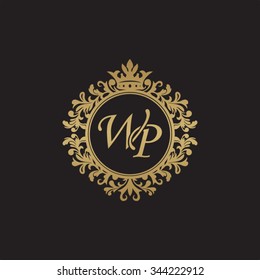 WP initial luxury ornament monogram logo