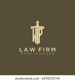 WP initial monogram for lawfirm logo with sword style image