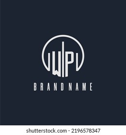 WP initial monogram logo with circle style dsign