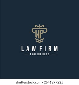 WP initial monogram logo law firm with pillar design