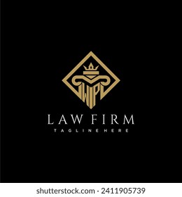 WP initial monogram logo for lawfirm with pillar in creative square design