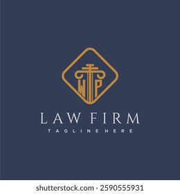 WP initial monogram logo for lawfirm with pillar in creative square design