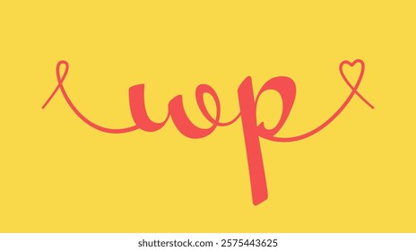 WP initial wedding monogram calligraphy vector illustration. Hand drawn lettering w and p love logo design for valentines day poster, greeting card, photo album, banner print or tattoo.
