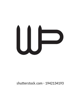 WP letter with up arrow logo design vector