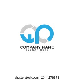 WP letter logo design symbol shaped infinity with arrow. Vector illustration