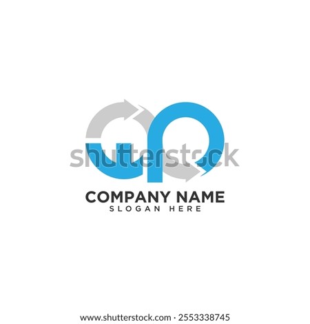 WP letter logo design symbol shaped infinity with arrow. Vector illustration
