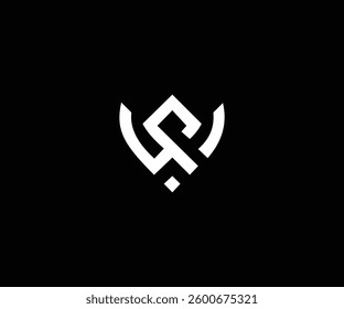 WP letter Shield modern clean logo