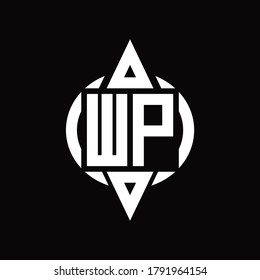 WP Logo with circle rounded combine triangle top and bottom side design template