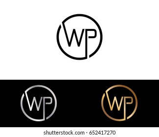 Wp Logo. Letter Design Vector with Red and Black Gold Silver Colors

