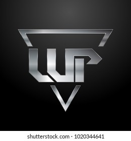 WP Logo, Metal Logo, Silver Logo, Monogram, Polygon