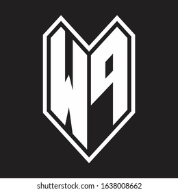 WP Logo monogram with emblem line style isolated on black background
