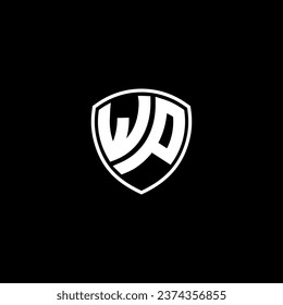 Estilo del emblema monograma del logotipo WP con ideas de plantilla de diseño de forma de escudo