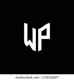 wp logo monogram with shield shape design template