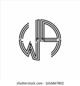 WP Logo monogram triple ribbon style line design template isolated on white background