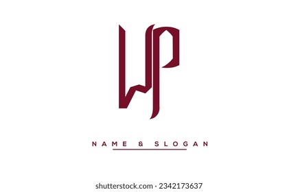Monograma del logotipo de las letras abstractas WP, PW