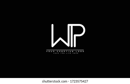 Plantilla de monograma del logotipo del vector abstracto WP PW