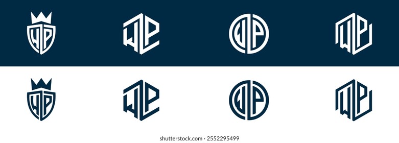 Diseño de conjunto de logotipos de letras WP PW