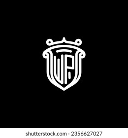 WP shield initial monogram with high quality professional design that will print well