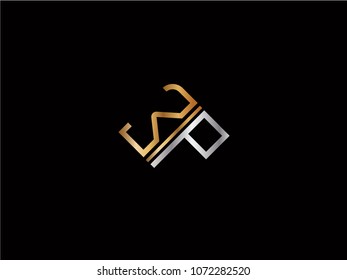 WP square shape Letter logo Design in silver gold color