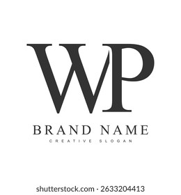WP trendy logotype template. Initial letter w and p classic font style. Creative logo for company name or identity. Vector illustration.