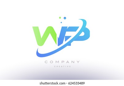 wp w p alphabet green blue swoosh letter company logo vector icon design template