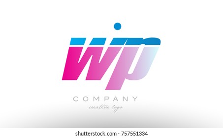 wp w p alphabet letter combination in pink and blue color. Can be used as a logo for a company or business with initials