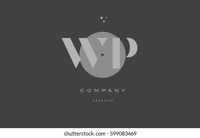 wp w p  grey modern stylish alphabet dot dots eps company letter logo design vector icon template 