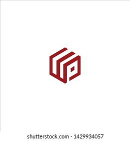 WP W P initial hexagon logo design