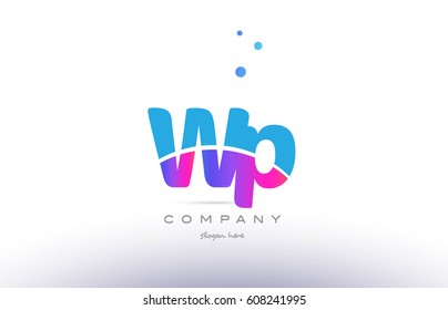 wp w p  pink purple blue white uppercase lowercase modern creative alphabet gradient company letter logo design vector icon template
