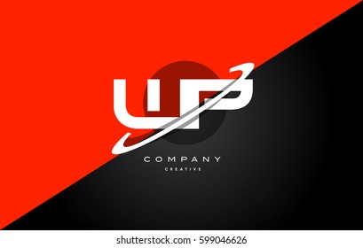 wp w p  red black white technology swoosh alphabet company letter logo design vector icon template 
