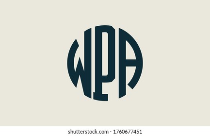 WPA Circle Emblem Abstract Monogram Letter Mark Vector Logo Template