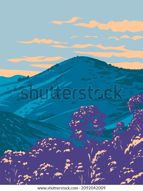 WPA poster art of Barrington Tops National Park in\
Hunter Valley part of Mount Royal Range north of Sydney New South\
Wales, Australia done in works project administration or federal\
art project style.