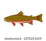 WPA poster art of a brook trout or Salvelinus fontinalis viewed from side done in works project administration or federal art project style.