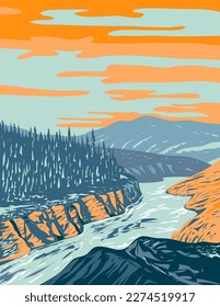 WPA poster art of Ivvavik National Park or Northern Yukon National Park showing the Sheep Slot Rapids on the Firth River located in Yukon, Canada in works project administration.