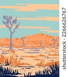 WPA poster art of Joshua Tree National Park located in Mojave Desert, California during summer done in works project administration or federal art project style.