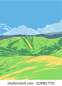 WPA poster art of Kankoka Hills or Kangkoka Hills located in Abihilan, Candijay, Bohol, Philippines done in works project administration style or federal art project style.