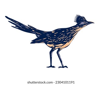 WPA poster art of a roadrunner, chaparral bird or chaparral cock in Joshua Tree National Park located in Mojave Desert, California done in works project administration or federal art project style.