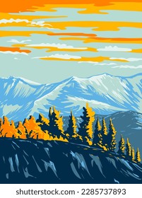 WPA poster art of Vuntut National Park located in northern Yukon in Canada done in works project administration or federal art project style.