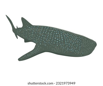 WPA poster art of a whale shark or Rhincodon typus swimming viewed from side done in works project administration or Art Deco style.