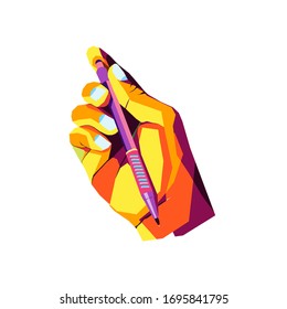wpap
abstract color style pop art.
hand holding a pen with a point