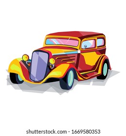 WPAP. abstract style color pop art classic car shape