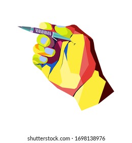 WPAP.
abstract style color pop art shaped hand held pen