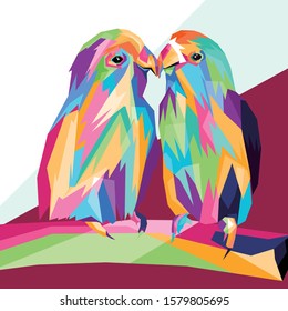 WPAP in Style Pop Art Parrots Bird Awesome full Color