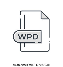 WPD File Format Icon. WPD extension line icon.