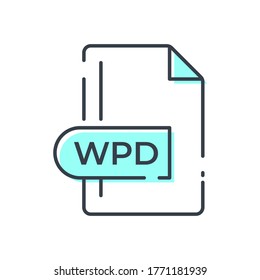 WPD File Format Icon. WPD extension line icon.